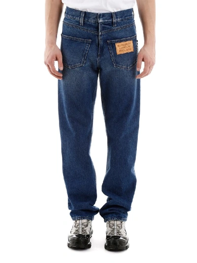 Shop Burberry Five Pocket Jeans In Indigo Blue (blue)