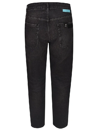 Shop Marcelo Burlon County Of Milan Cropped Length Jeans In Black