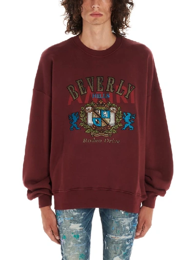 Shop Amiri Beverly Hills Crew Sweatshirt In Burgundy