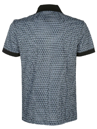 Shop Ferragamo Geometric Print Polo Shirt In Blue