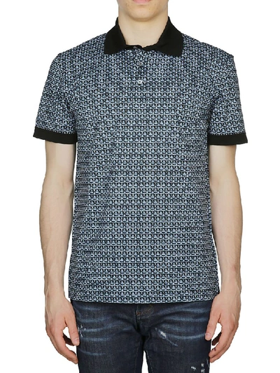 Shop Ferragamo Geometric Print Polo Shirt In Blue