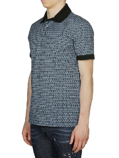 Shop Ferragamo Geometric Print Polo Shirt In Blue