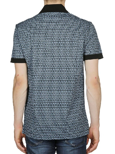 Shop Ferragamo Geometric Print Polo Shirt In Blue