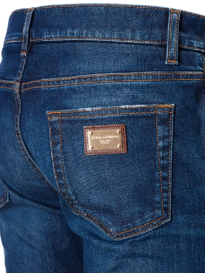 Shop Dolce & Gabbana Logo Plaque Jeans In Blue