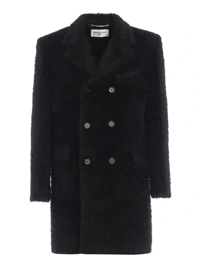 Shop Saint Laurent Coat Rive Gauche In Black