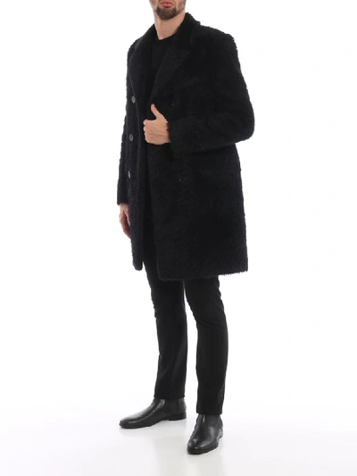 Shop Saint Laurent Coat Rive Gauche In Black