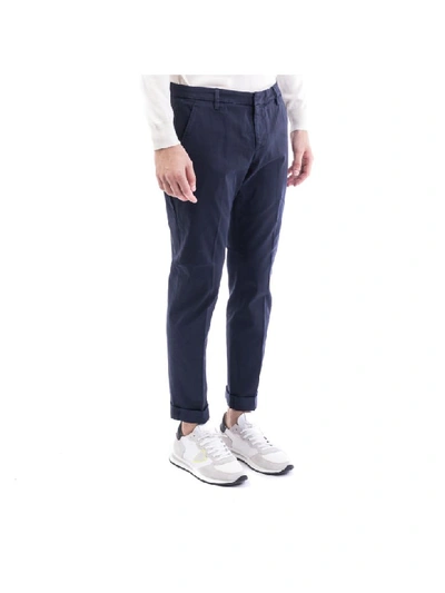 Shop Dondup Gaubert Cotton Blend Trousers In Dark Blue