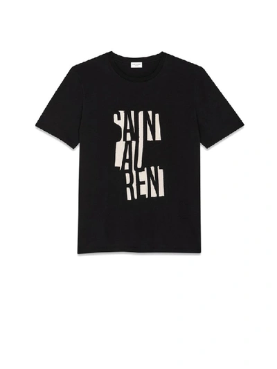 Shop Saint Laurent Logo Print T-shirt In Noir Naturel