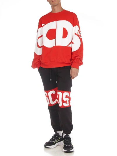 Shop Gcds Red Sweatshirt With Maxi Logo