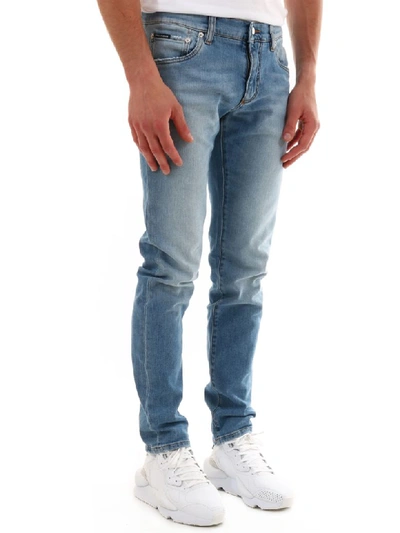 Shop Dolce & Gabbana Skinny Jeans Stretch In Light Blue