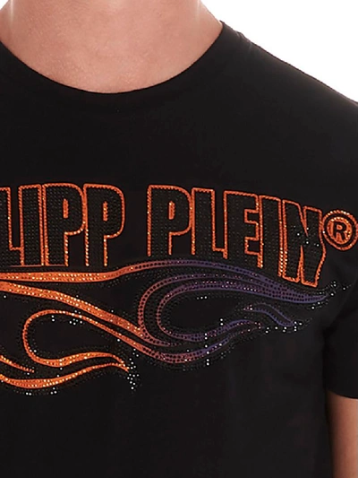 Shop Philipp Plein Logo Flame T-shirt In Black