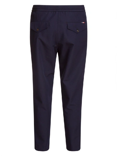 Shop Moncler Drawstring Waist Trousers In Blu