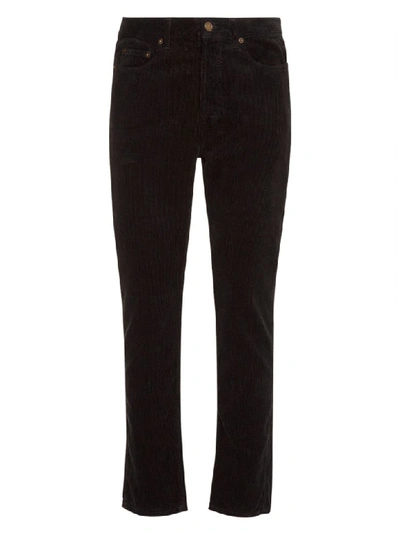 Shop Saint Laurent Straight-cut Cropped Corduroy Pants In Nero