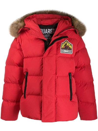 Shop Dsquared2 Down Jacket Logo Patch In Red