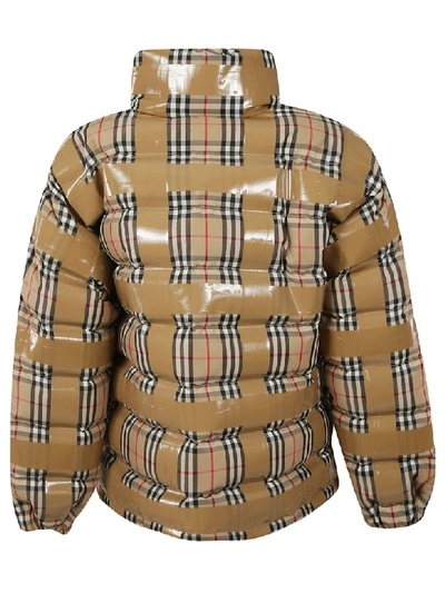 Shop Burberry Checked Down Jacket In Archive Beige