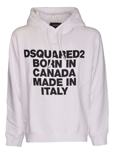 Shop Dsquared2 Printed Logo Hoodie In White