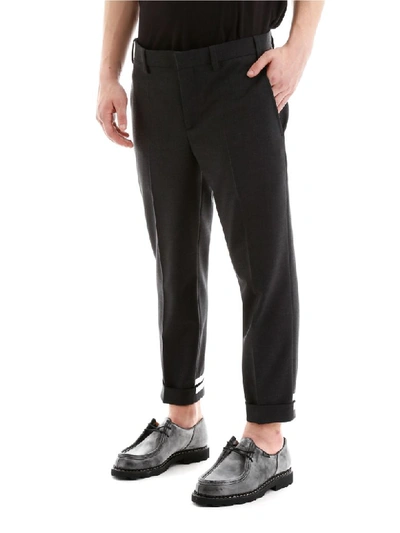 Shop Neil Barrett Trousers In Grigio Scuro