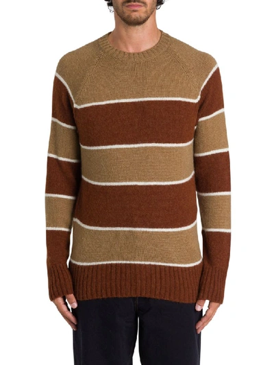 Shop Ami Alexandre Mattiussi Striped Sweater In Marrone