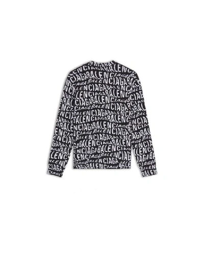 Shop Balenciaga Logo Wave Sweater - Long Sleeves In Black White