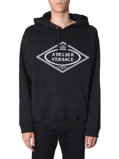Shop Versace Hooded Sweatshirt In Nero