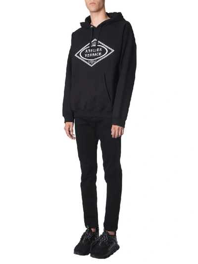 Shop Versace Hooded Sweatshirt In Nero