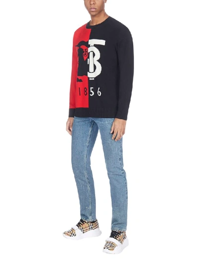 Shop Burberry Logo Cashmere Sweater In Black