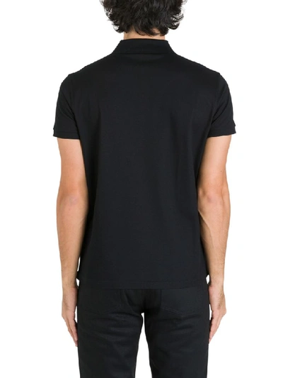 Shop Saint Laurent Polo Shirt With Logo Embroidery In Nero