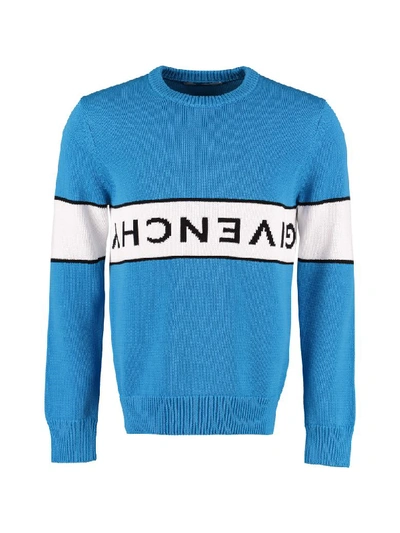 Shop Givenchy Cotton Crew-neck Sweater In Blue