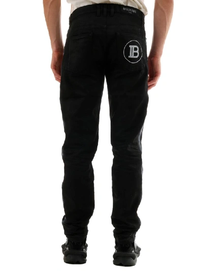 Shop Balmain Black Jeans Logo