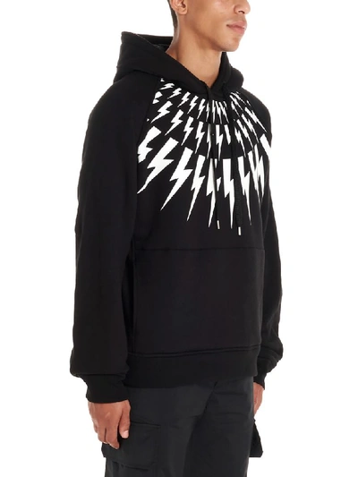 Shop Neil Barrett Thunder Hoodie In Black & White