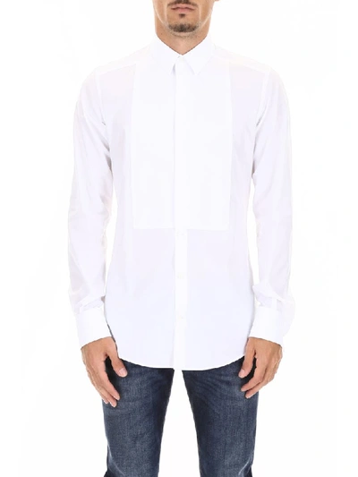 Shop Dolce & Gabbana Shirt With Soft Plastron In Bianco Ottico (white)