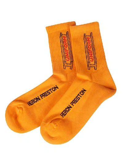 Shop Heron Preston Uniform Socks In Orange/multicolor