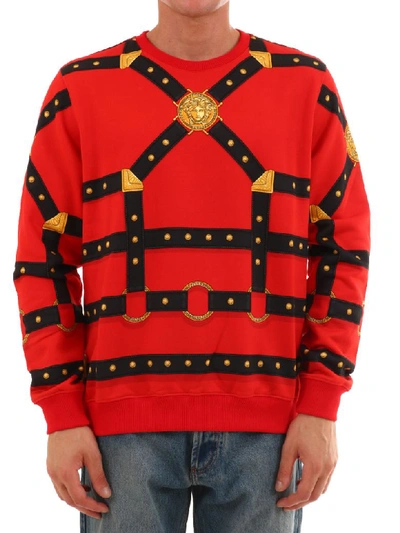 Shop Versace Sweatshirt Buckle Motif In Red