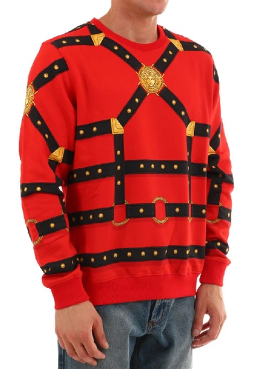 Shop Versace Sweatshirt Buckle Motif In Red