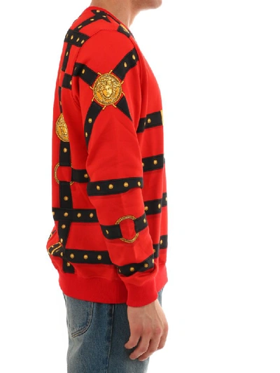 Shop Versace Sweatshirt Buckle Motif In Red