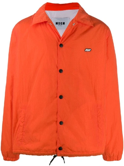 Msgm Overshirt Patch Jacket In Orange