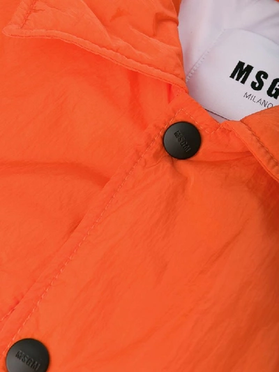 Msgm Overshirt Patch Jacket In Orange