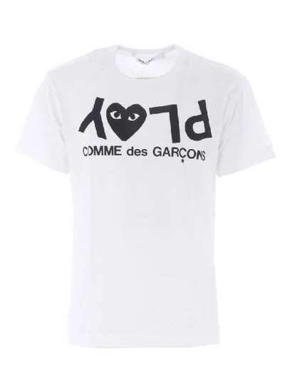 Shop Comme Des Garçons Play Short Sleeve T-shirt In Bianco