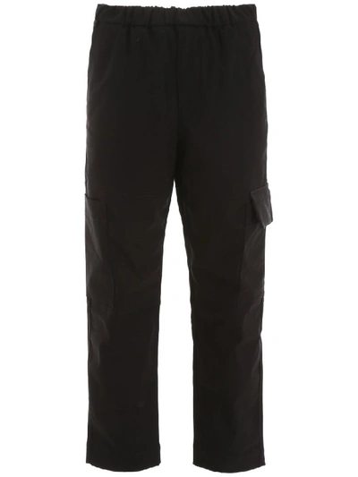 Shop Kenzo Cotton Cargo Trousers In Noir (black)