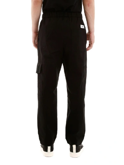 Shop Kenzo Cotton Cargo Trousers In Noir (black)