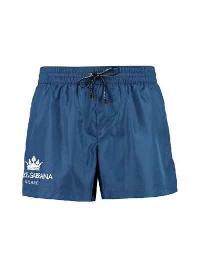 Shop Dolce & Gabbana Swim Shorts With Logo In Blue