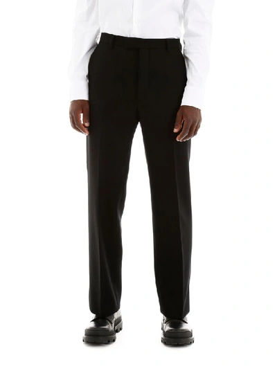 Shop Prada Woolcloth Trousers In Nero (black)