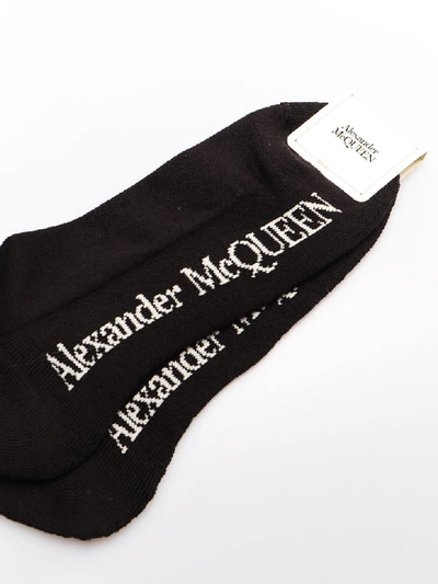 Shop Alexander Mcqueen Socks Stripe Skull In Black/ivory