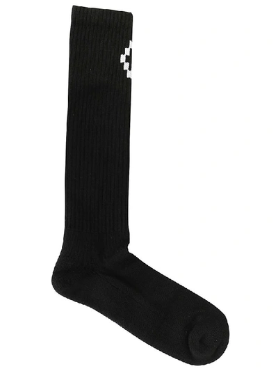 Shop Marcelo Burlon County Of Milan Cross Long Socks In Black/white