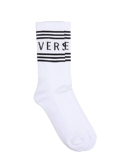 Shop Versace White Cotton Socks