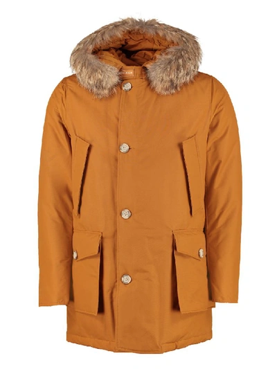 Shop Woolrich Arctic Parka With Fur Trimmed Hood In Ocher