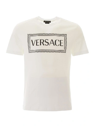 Shop Versace Logo Print T-shirt In Bianco (white)