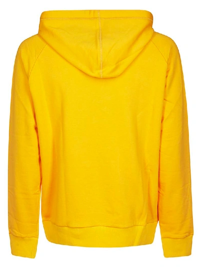Shop Lanvin Taped Logo Print Hoodie In Yellow