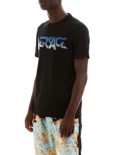 Shop Versace Crystal Logo T-shirt In Nero (black)