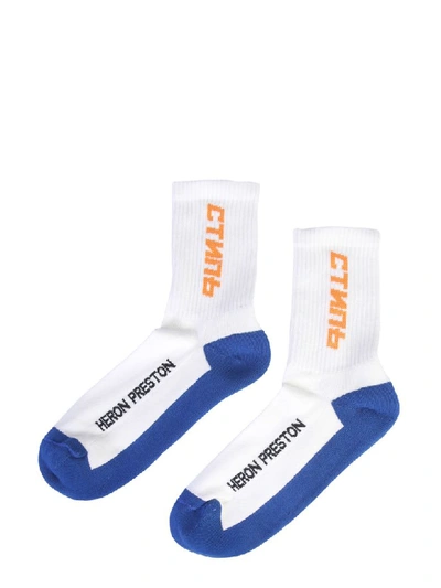 Shop Heron Preston Long Socks In Bianco